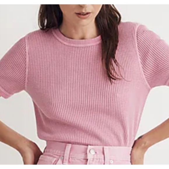 Madewell rivet and thread pink waffle tee new xxs - Picture 1 of 4